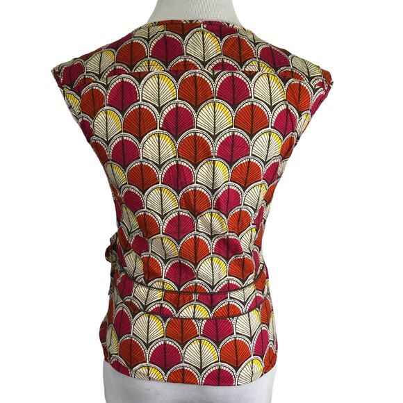 H&M Women's Bold Bright Print V-Neck Wrap Blouse Top SIZE 6 - Picture 3 of 8